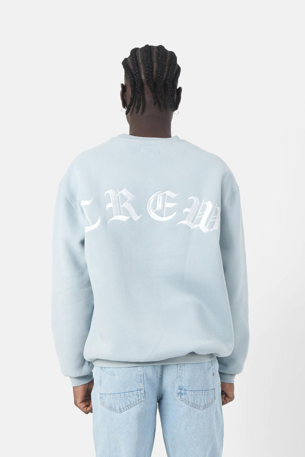 sixth june Sweatshirt broderies crew oversize Bleu clair