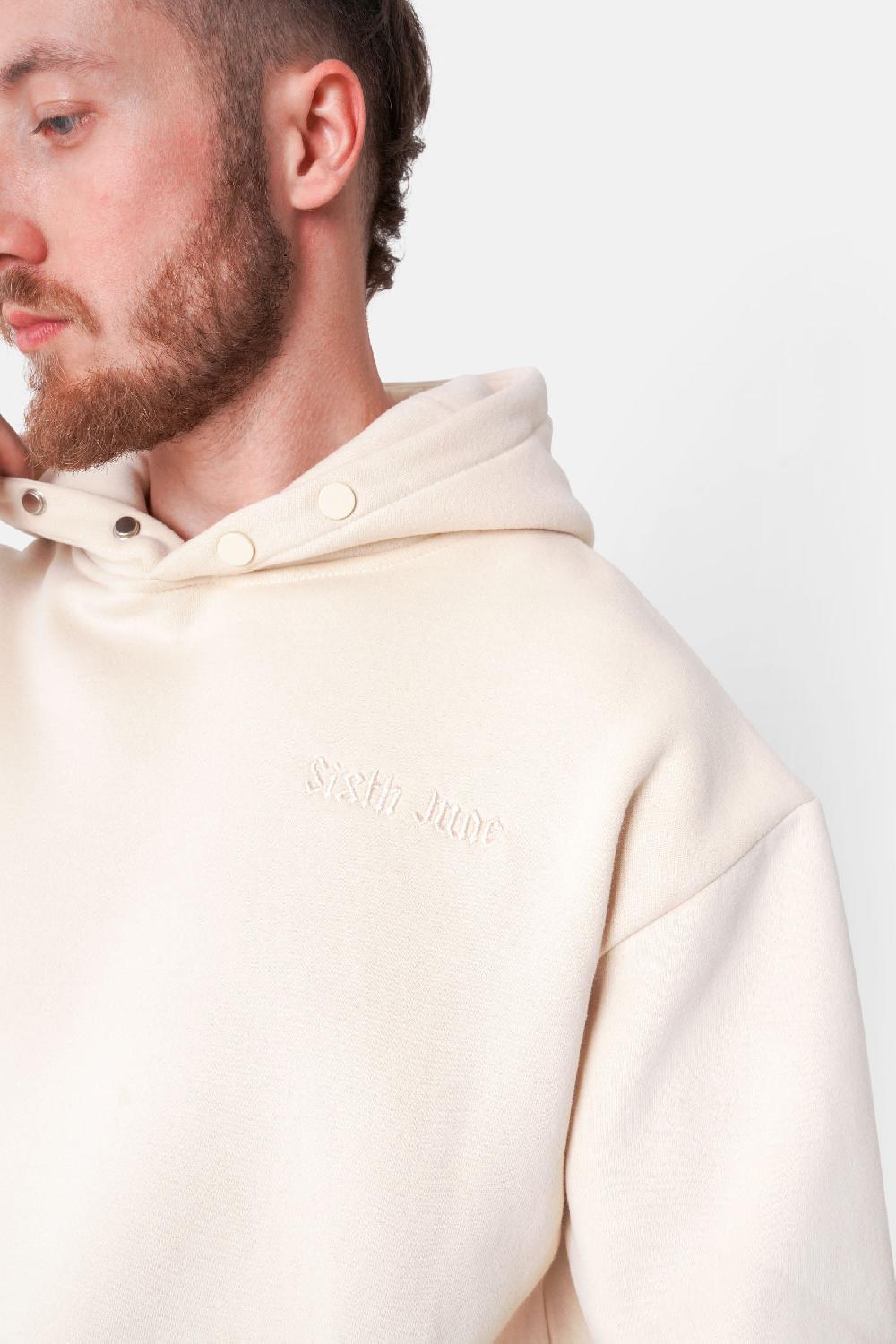 Sixth June Sweatshirt Capuche Citation Molletonné Beige