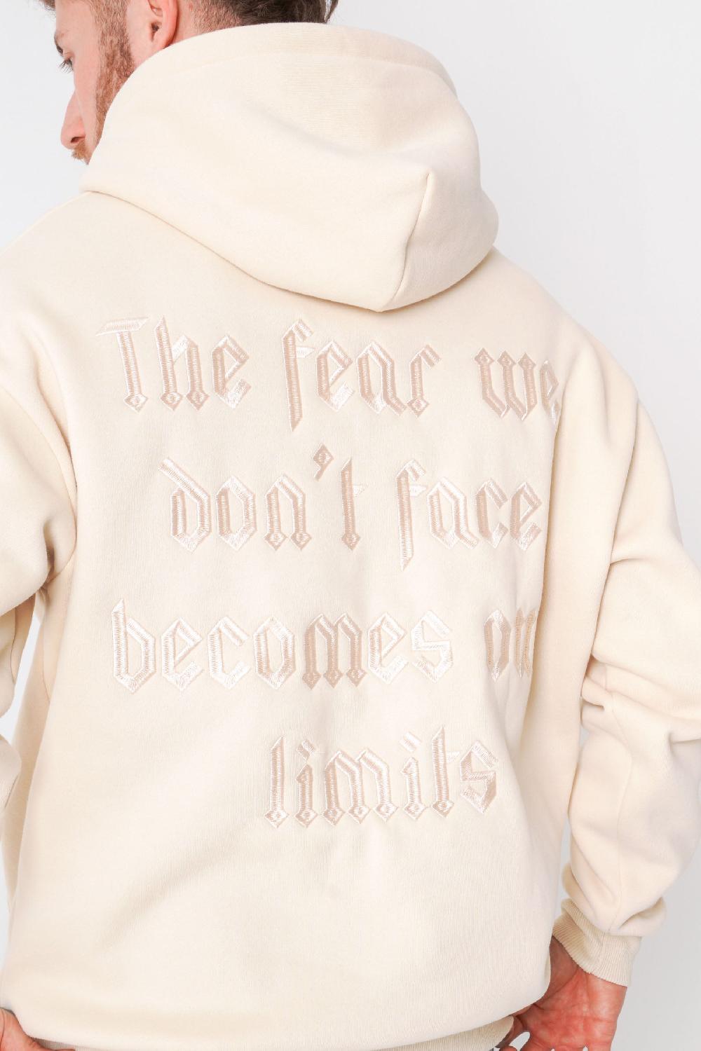 Sixth June Sweatshirt Capuche Citation Molletonné Beige
