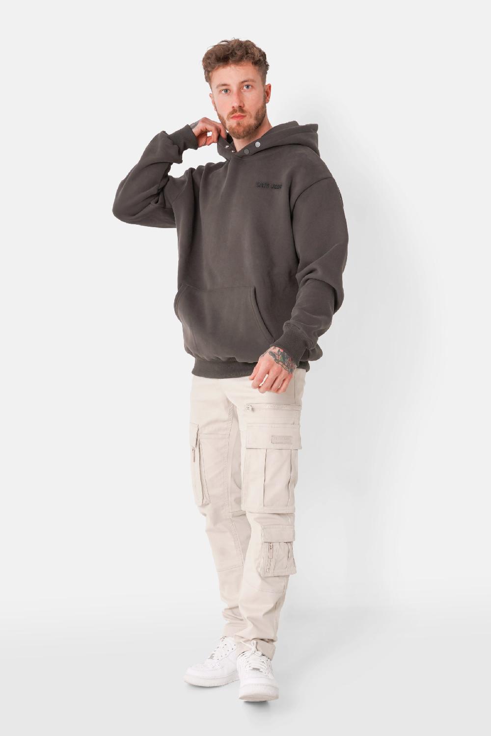 Sixth June Sweatshirt Capuche Citation Molletonné Gris Foncé