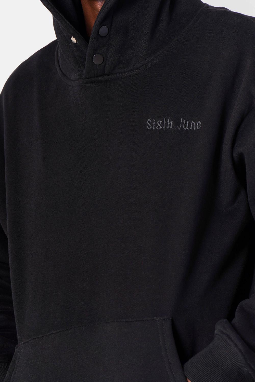 Sixth June Sweatshirt Capuche Citation Molletonné Noir