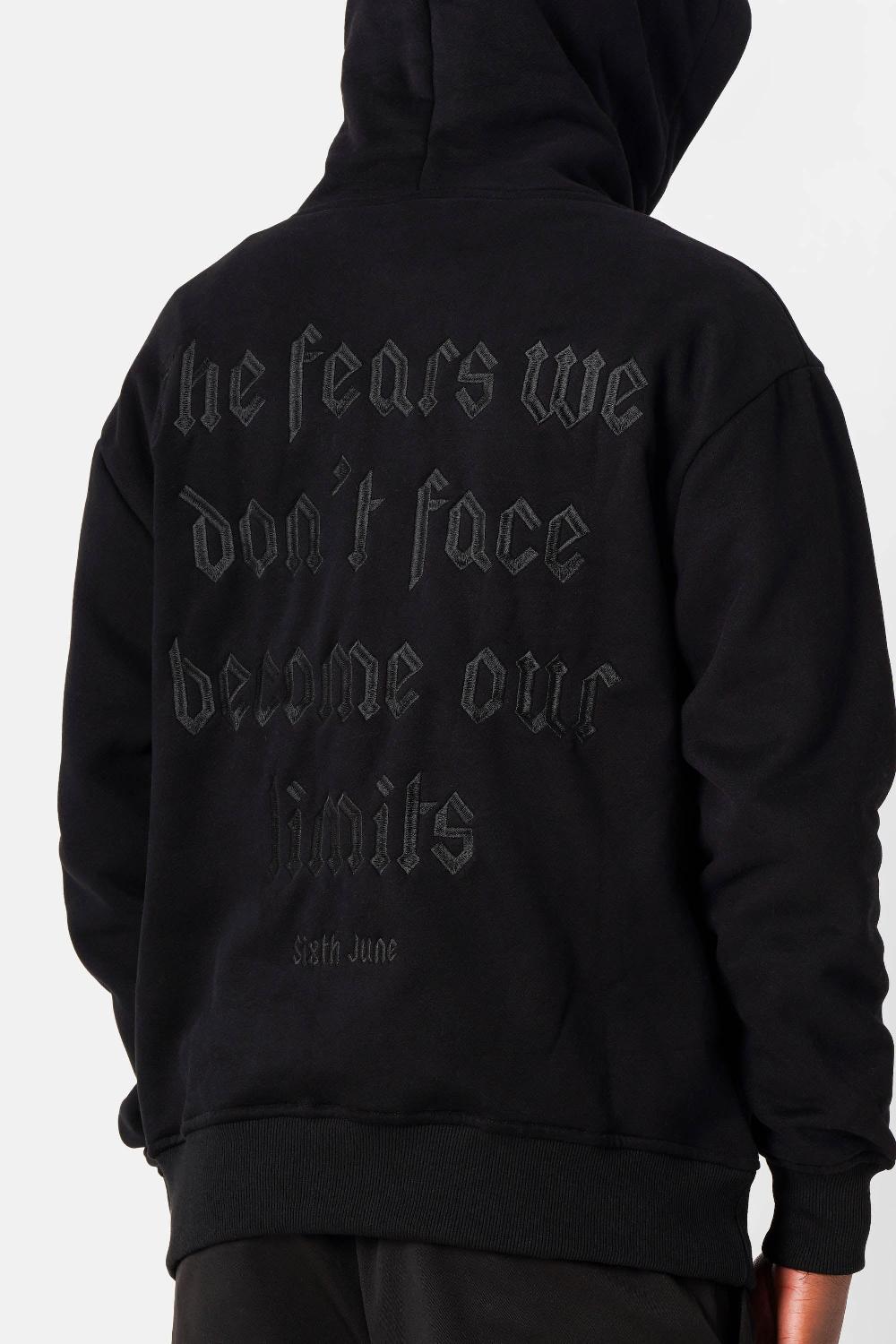 Sixth June Sweatshirt Capuche Citation Molletonné Noir