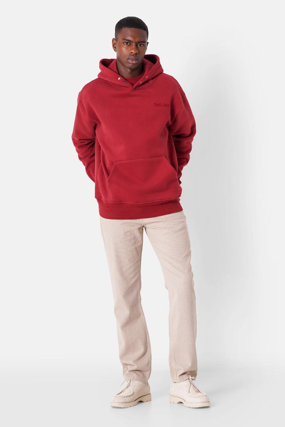 Sixth June Sweatshirt Capuche Citation Molletonné Rouge Bordeaux