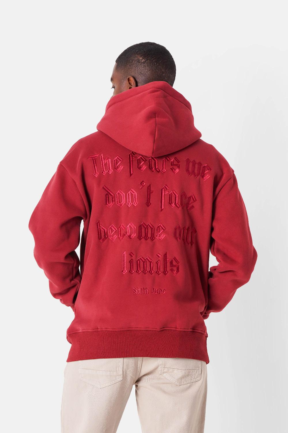 sixth june Sweatshirt capuche citation molletonné Rouge bordeaux