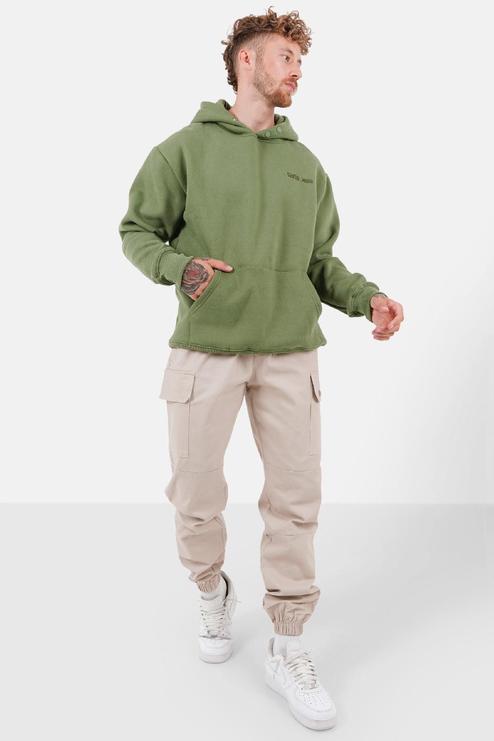 Sixth June Sweatshirt Capuche Citation Molletonné Vert Kaki