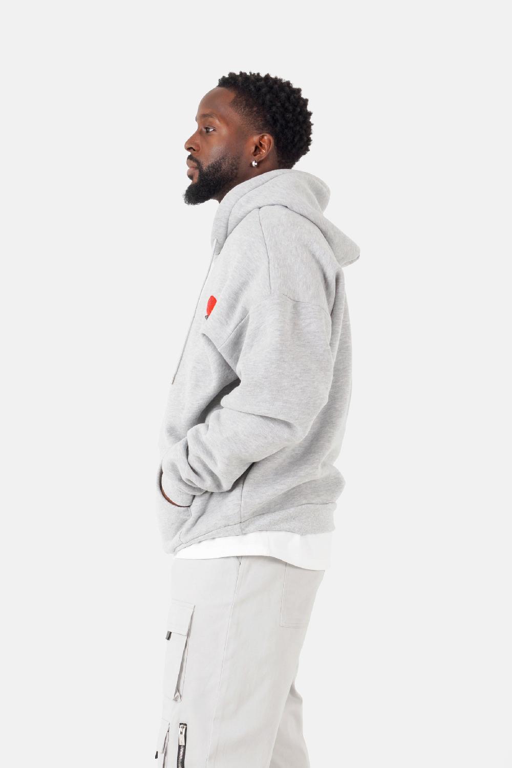 Sixth June Sweatshirt Capuche Coeur Brodé Molletonné Gris