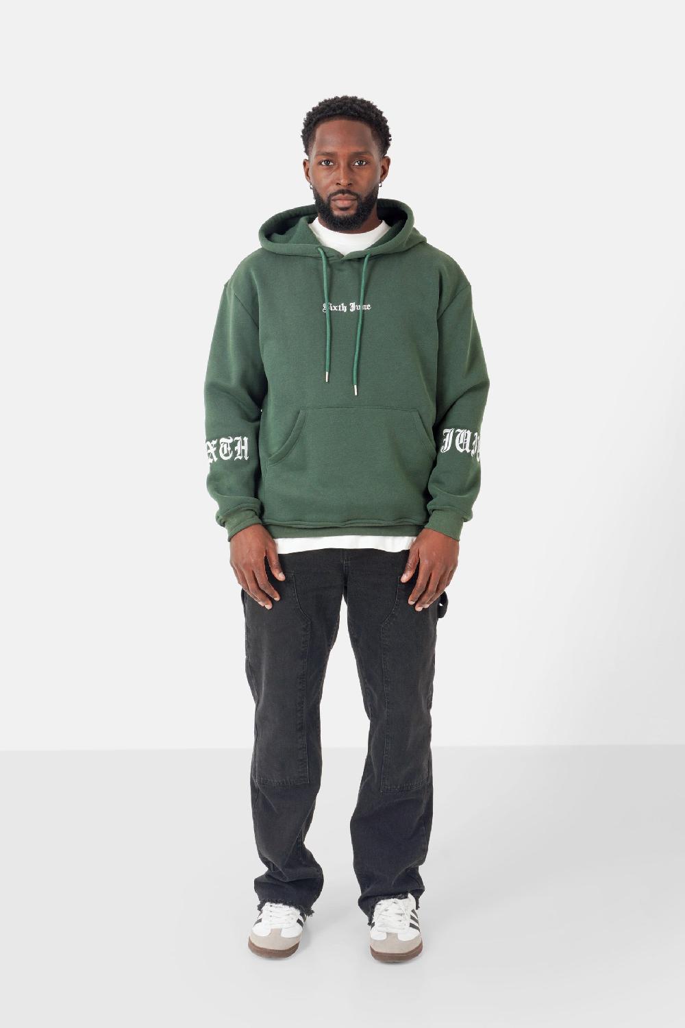 Sixth June Sweatshirt Capuche Crew Molletonné Vert Foncé