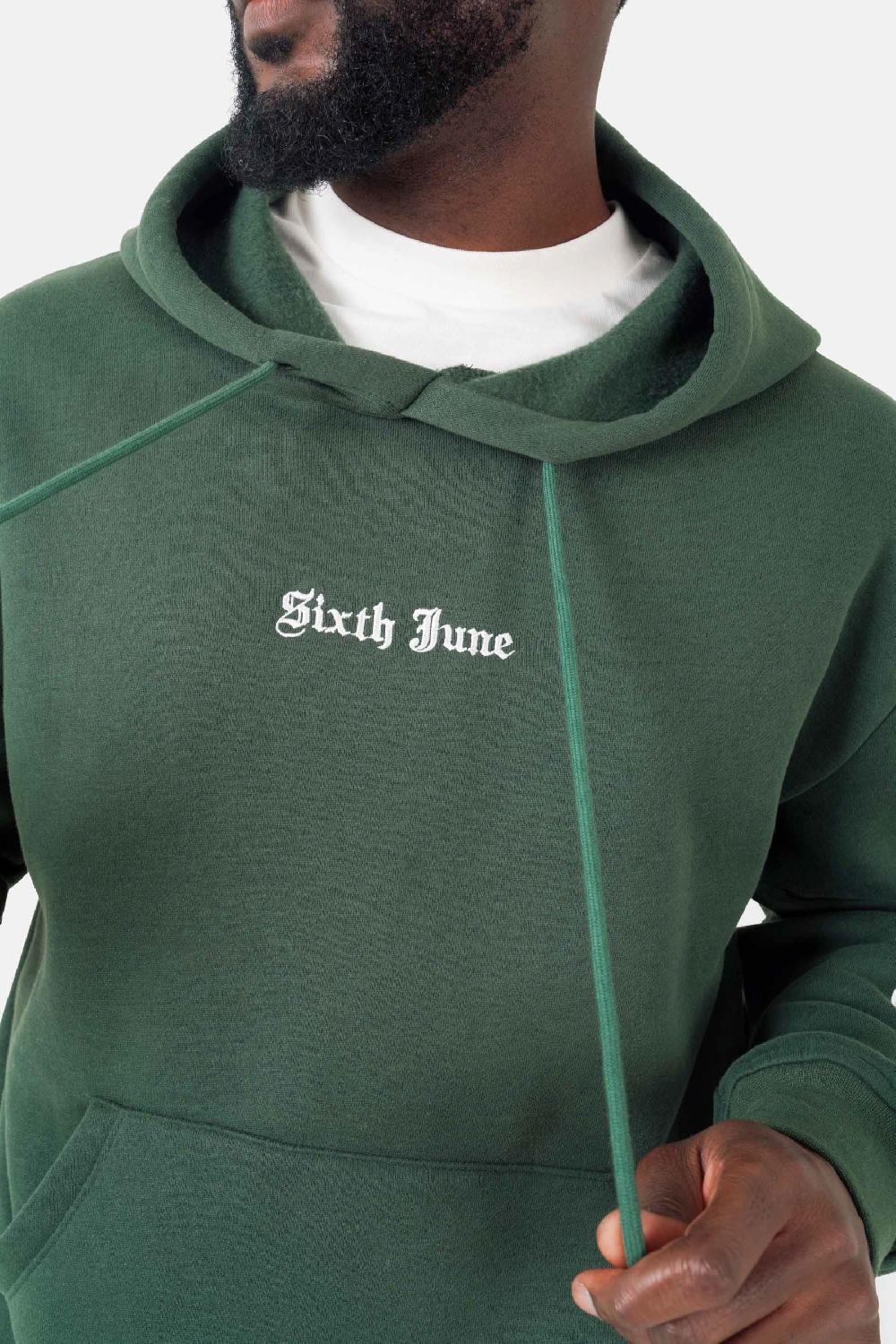 Sixth June Sweatshirt Capuche Crew Molletonné Vert Foncé