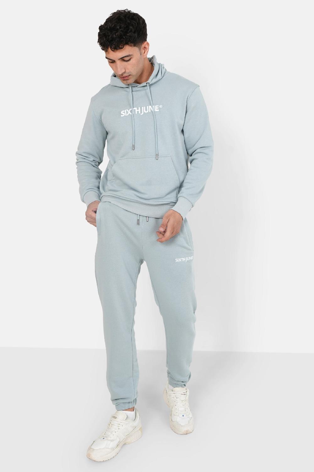 Sixth June Sweatshirt Capuche Logo Brodé Bleu Clair