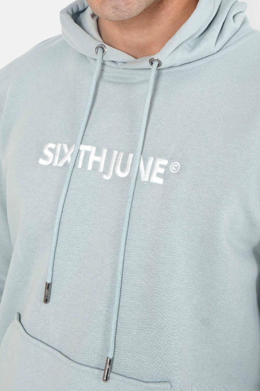 Sixth June Sweatshirt Capuche Logo Brodé Bleu Clair