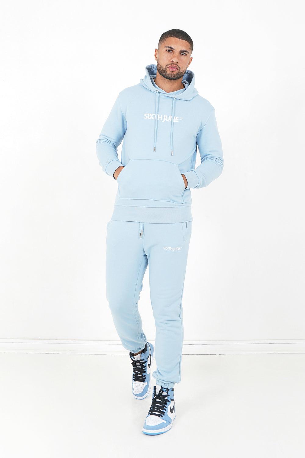 Sixth June Sweatshirt Capuche Logo Brodé Bleu Clair