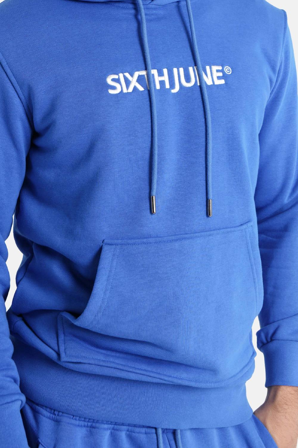 Sixth June Sweatshirt Capuche Logo Brodé Bleu Foncé