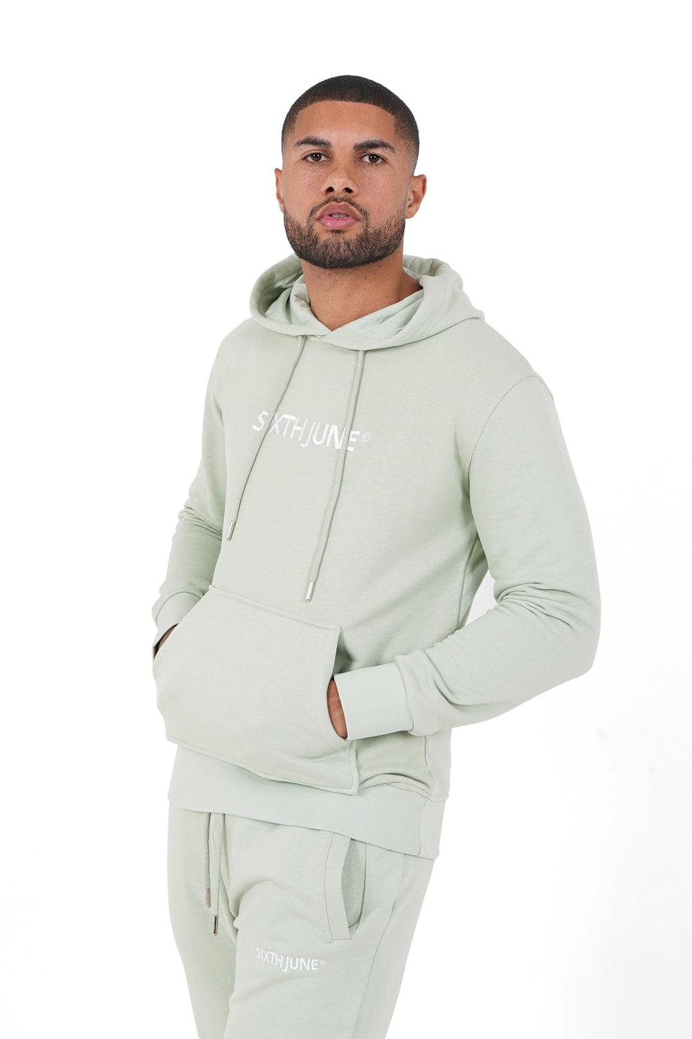 sixth june Sweatshirt capuche logo brodé Vert clair