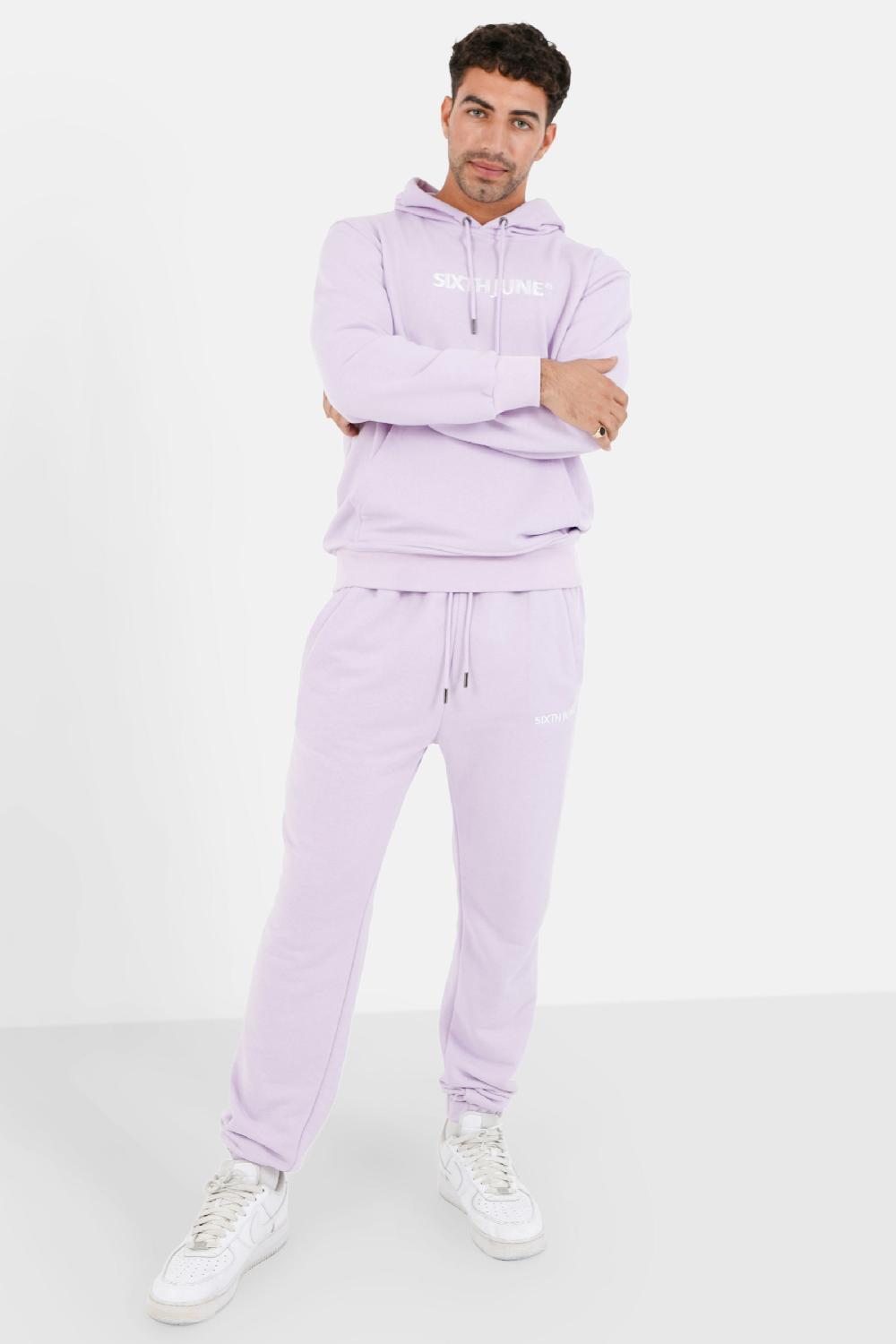 Sixth June Sweatshirt Capuche Logo Brodé Violet Clair