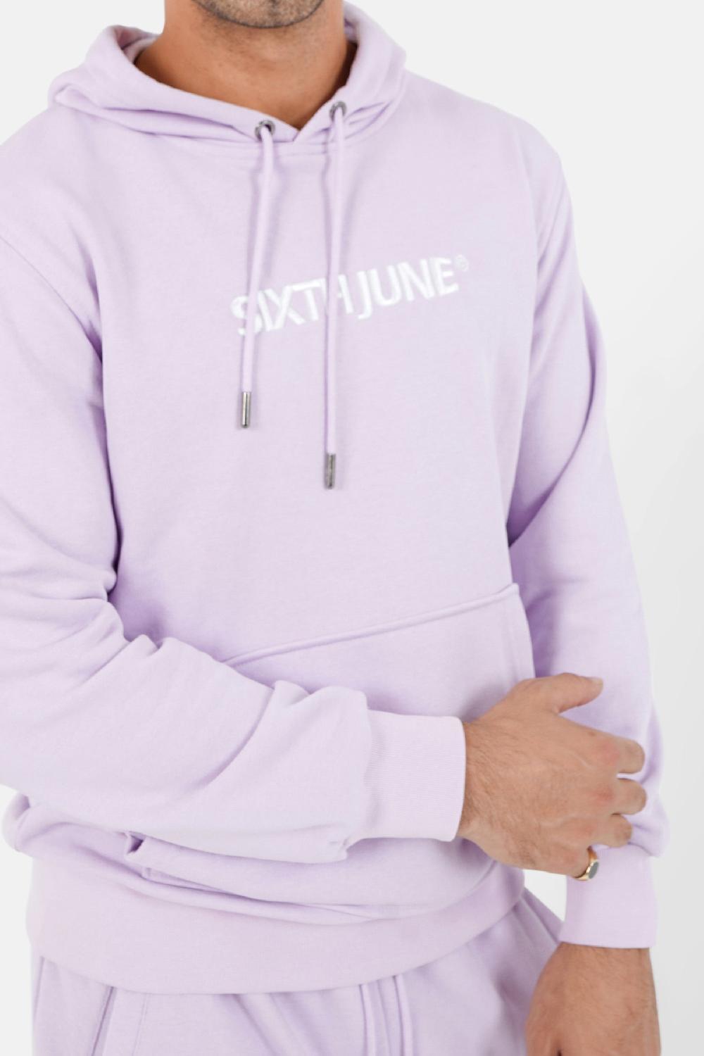 Sixth June Sweatshirt Capuche Logo Brodé Violet Clair