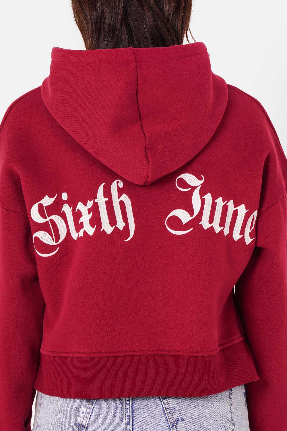 Sixth June Sweatshirt Capuche Logo Gothique Rouge Bordeaux