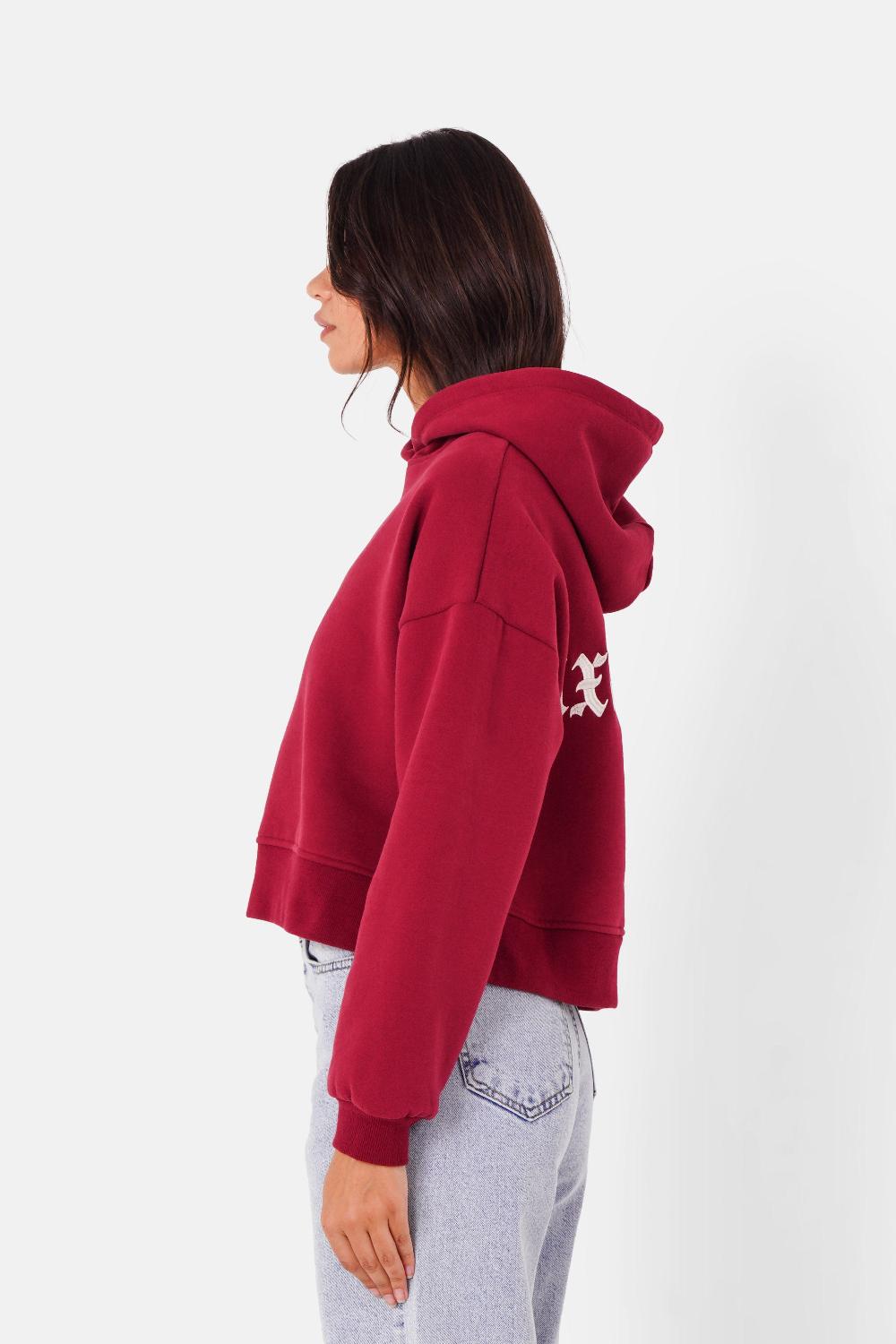 Sixth June Sweatshirt Capuche Logo Gothique Rouge Bordeaux