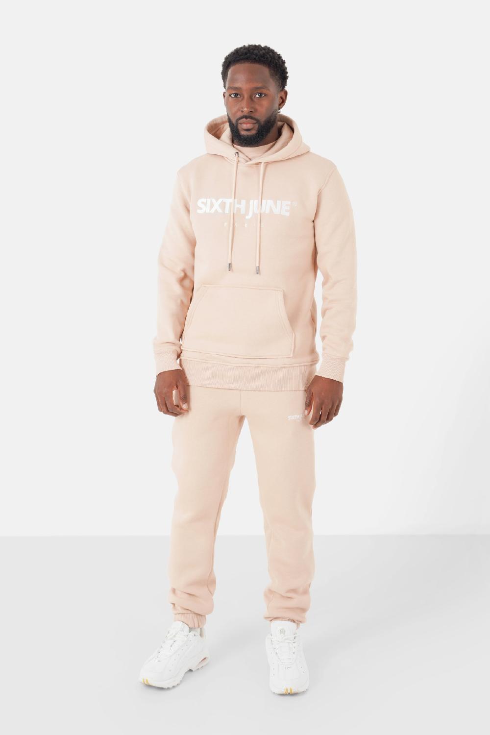 Sixth June Sweatshirt Capuche Molletonné Logo Beige