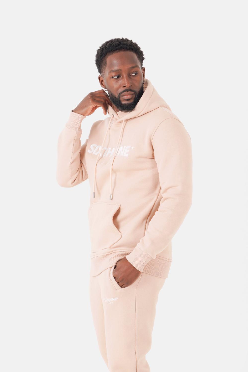 Sixth June Sweatshirt Capuche Molletonné Logo Beige