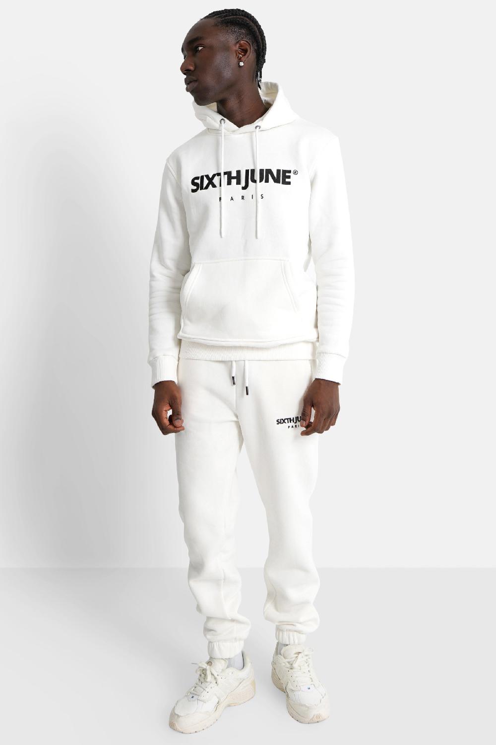 Sixth June Sweatshirt Capuche Molletonné Logo Blanc