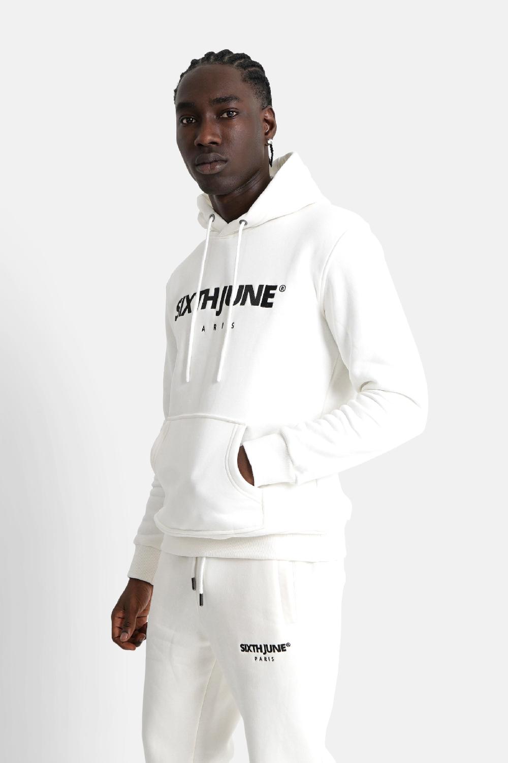 Sixth June Sweatshirt Capuche Molletonné Logo Blanc