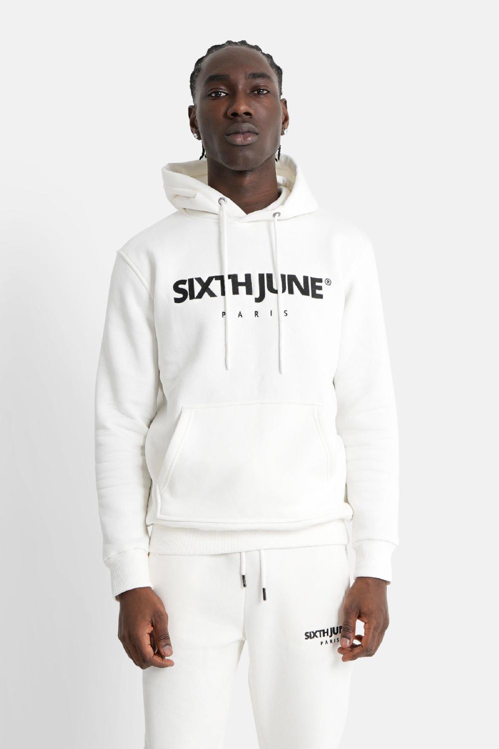 sixth june Sweatshirt capuche molletonné logo Blanc