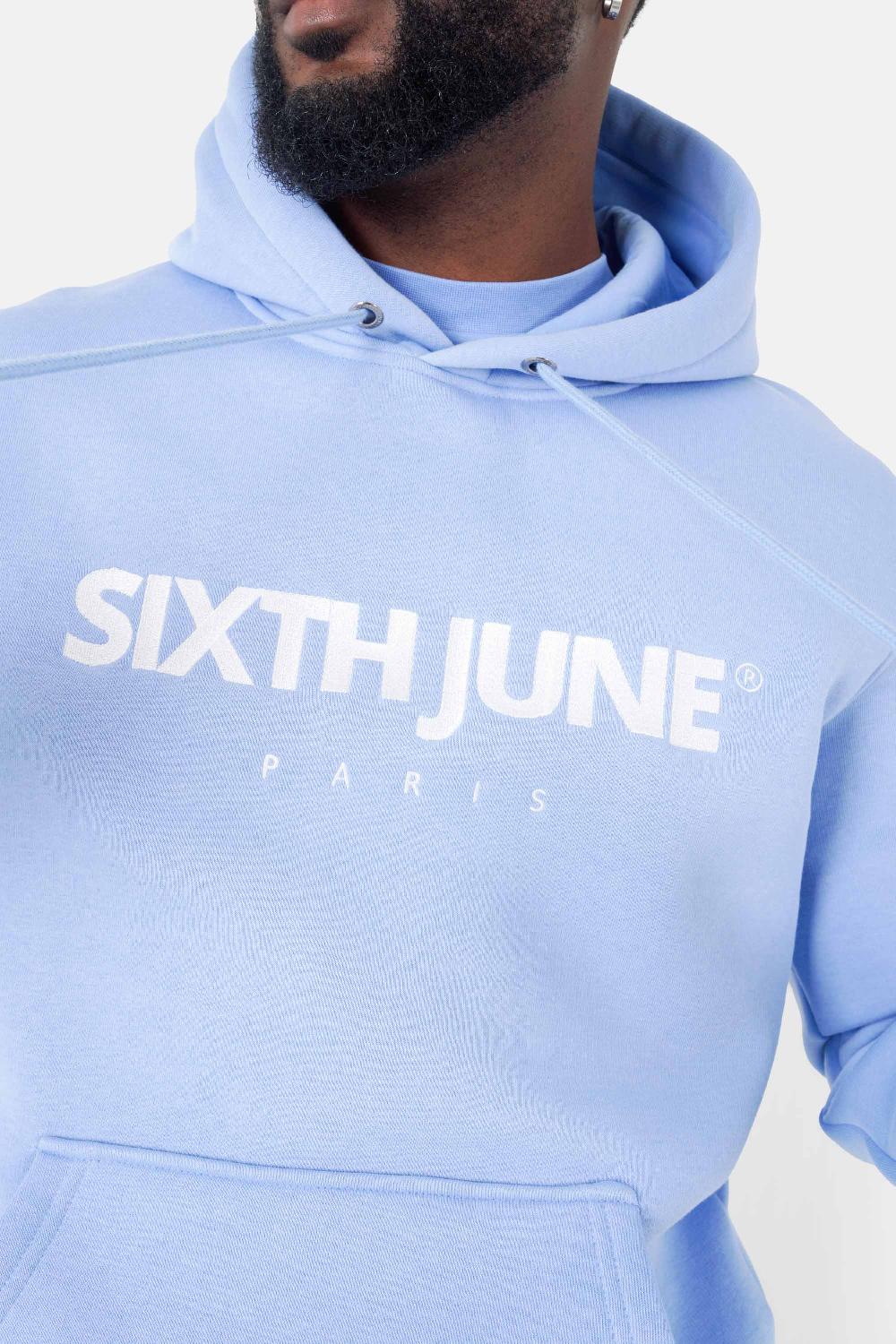 Sixth June Sweatshirt Capuche Molletonné Logo Bleu Clair