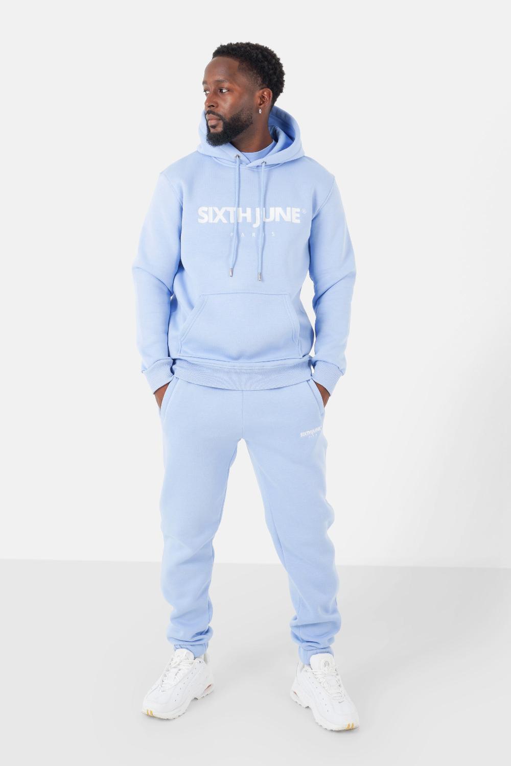 Sixth June Sweatshirt Capuche Molletonné Logo Bleu Clair