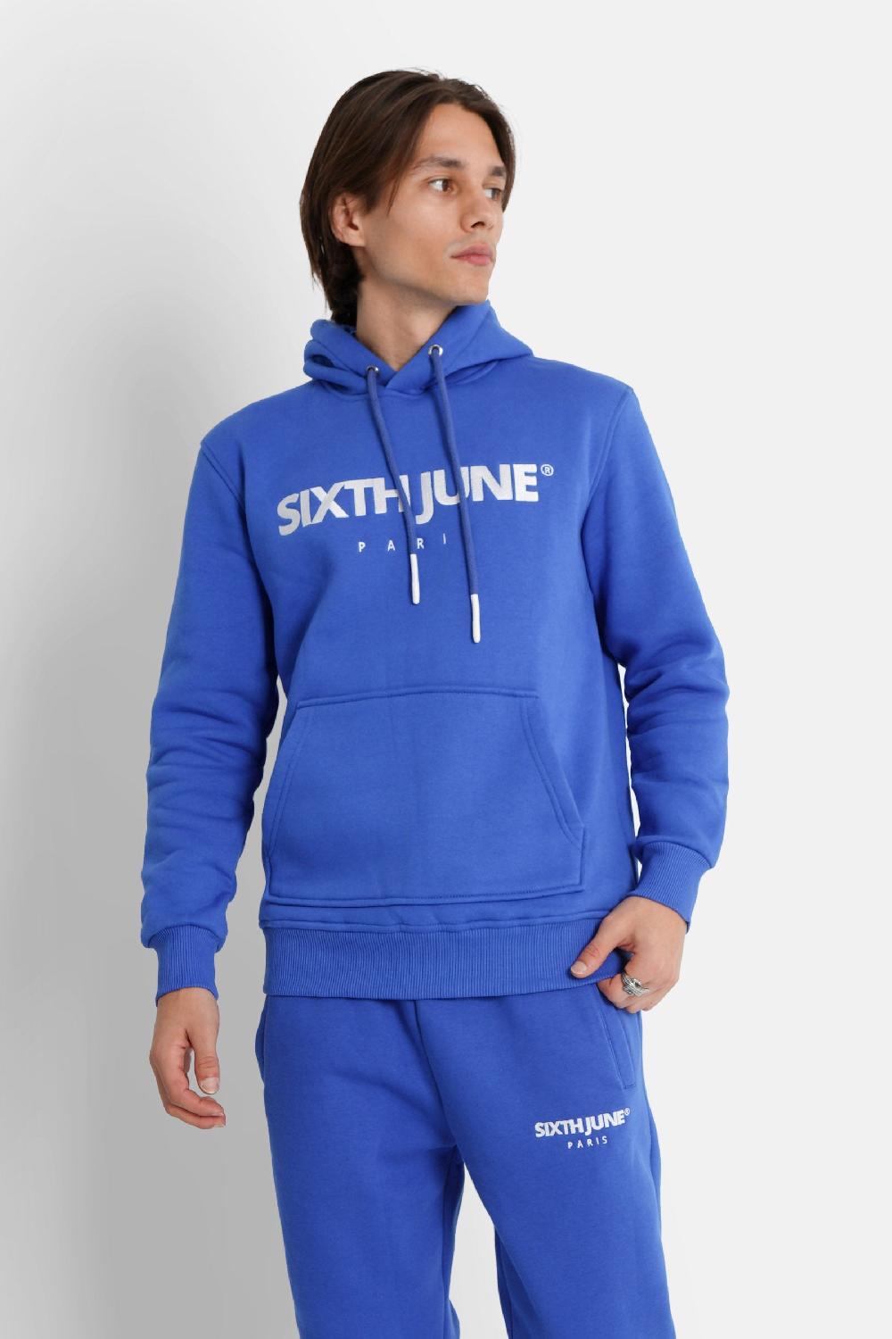 sixth june Sweatshirt capuche molletonné logo Bleu foncé