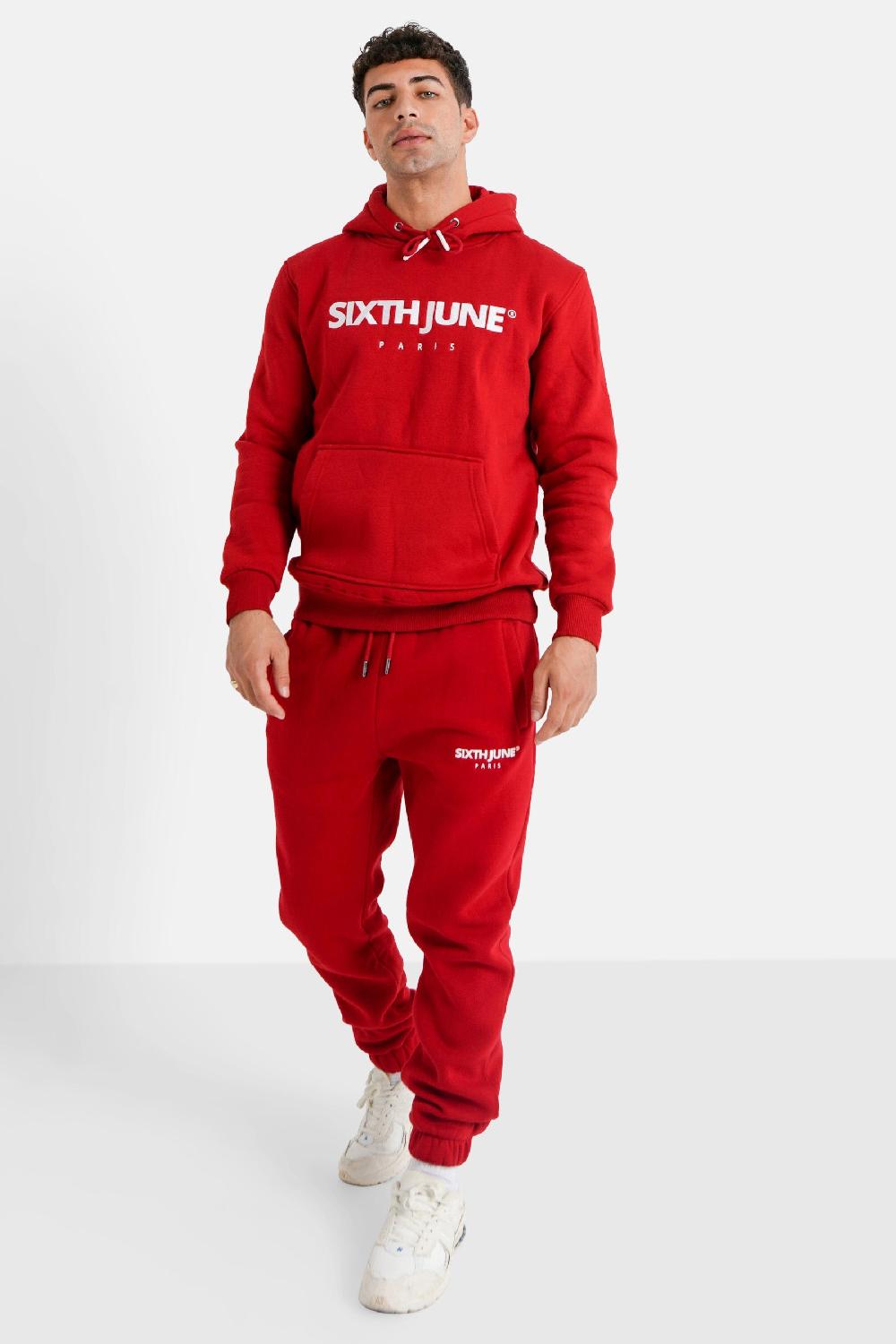 Sixth June Sweatshirt Capuche Molletonné Logo Rouge