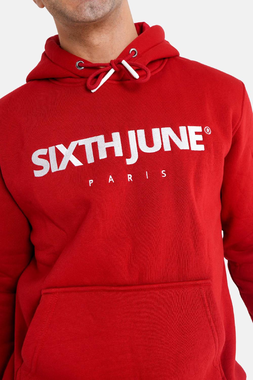 Sixth June Sweatshirt Capuche Molletonné Logo Rouge