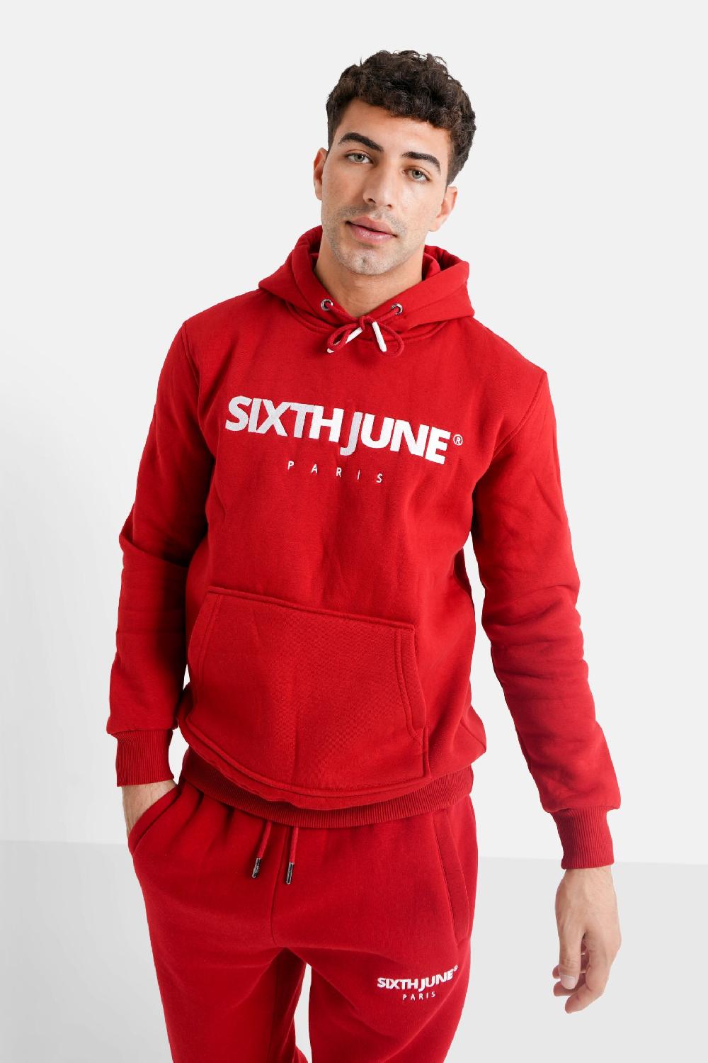 sixth june Sweatshirt capuche molletonné logo Rouge