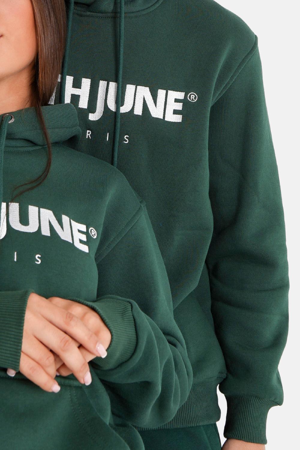 Sixth June Sweatshirt Capuche Molletonné Logo Vert Foncé