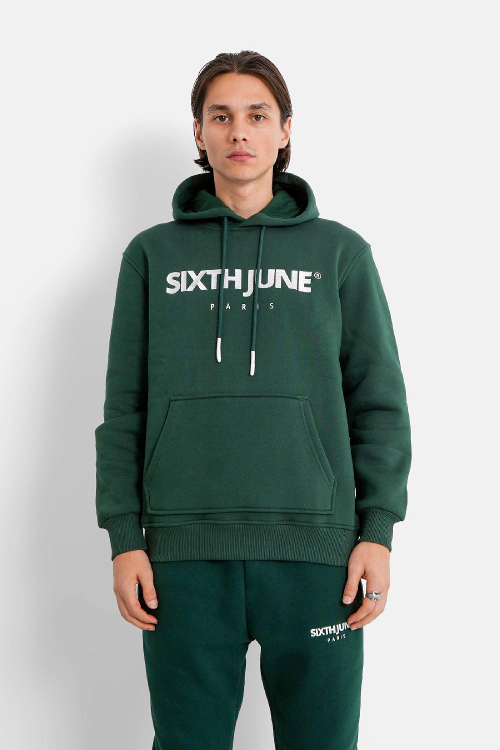 sixth june Sweatshirt capuche molletonné logo Vert foncé