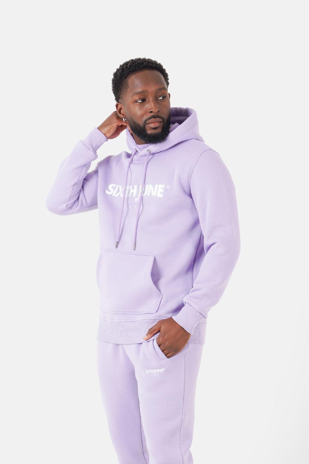 Sixth June Sweatshirt Capuche Molletonné Logo Violet