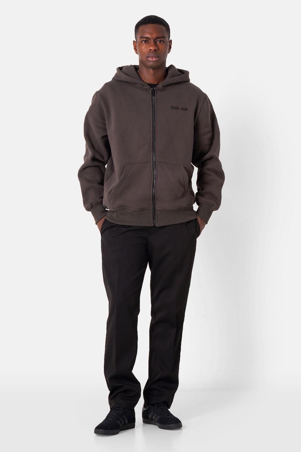 Sixth June Sweatshirt Capuche Zip Citations Gris Foncé