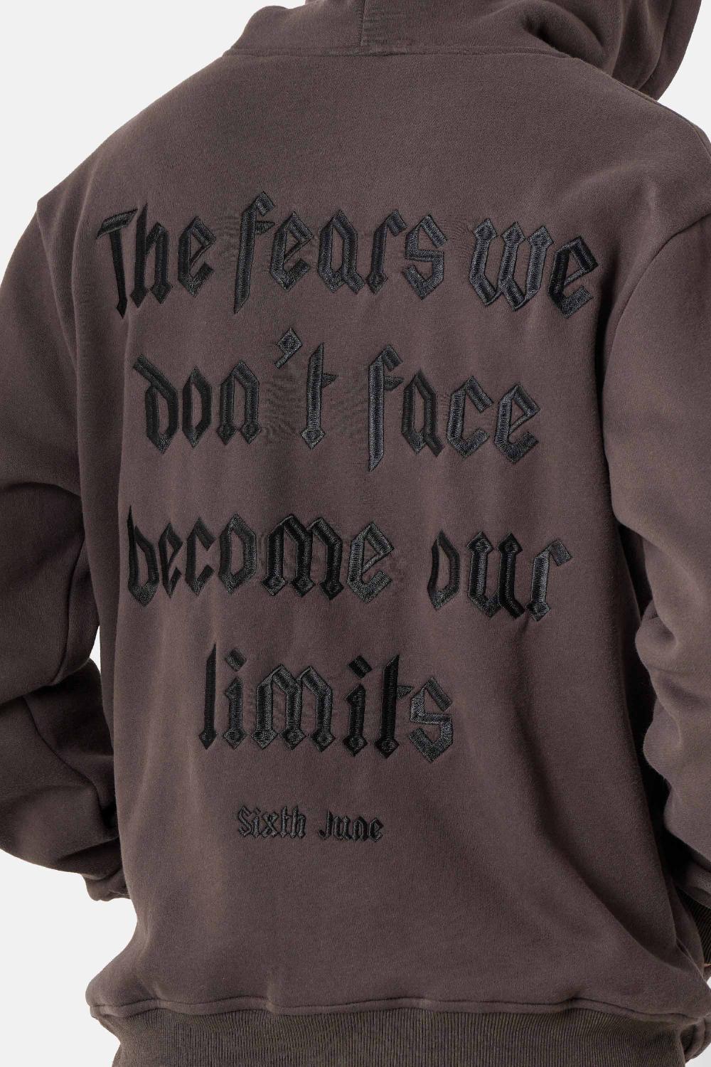 Sixth June Sweatshirt Capuche Zip Citations Gris Foncé