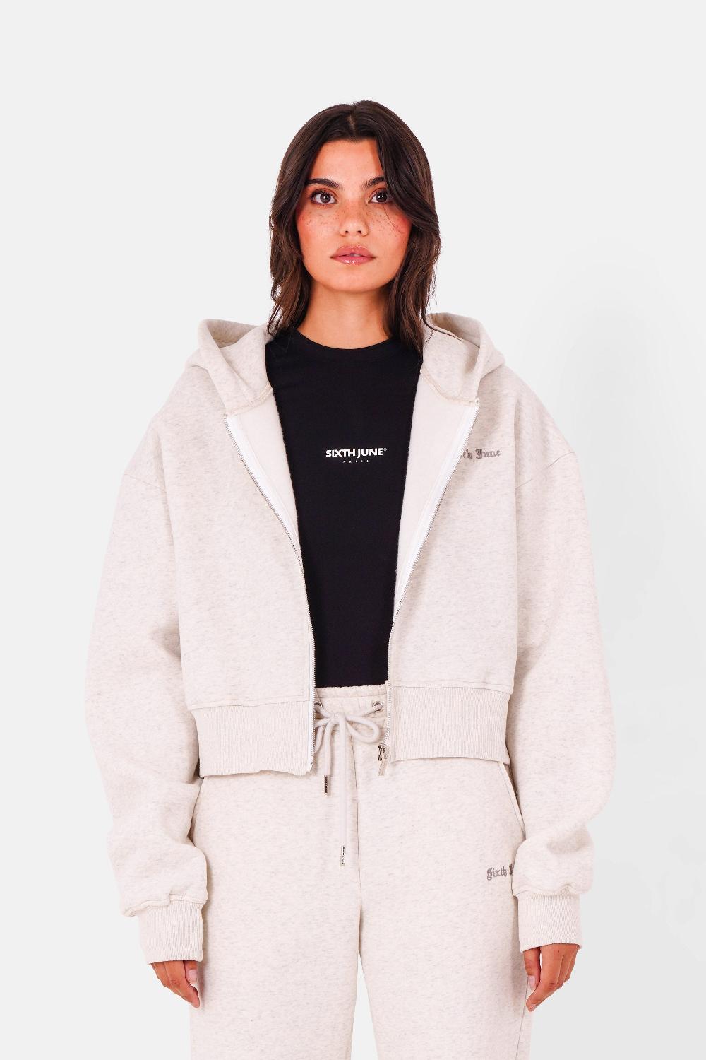 sixth june Sweatshirt logo brodé gotique Gris clair