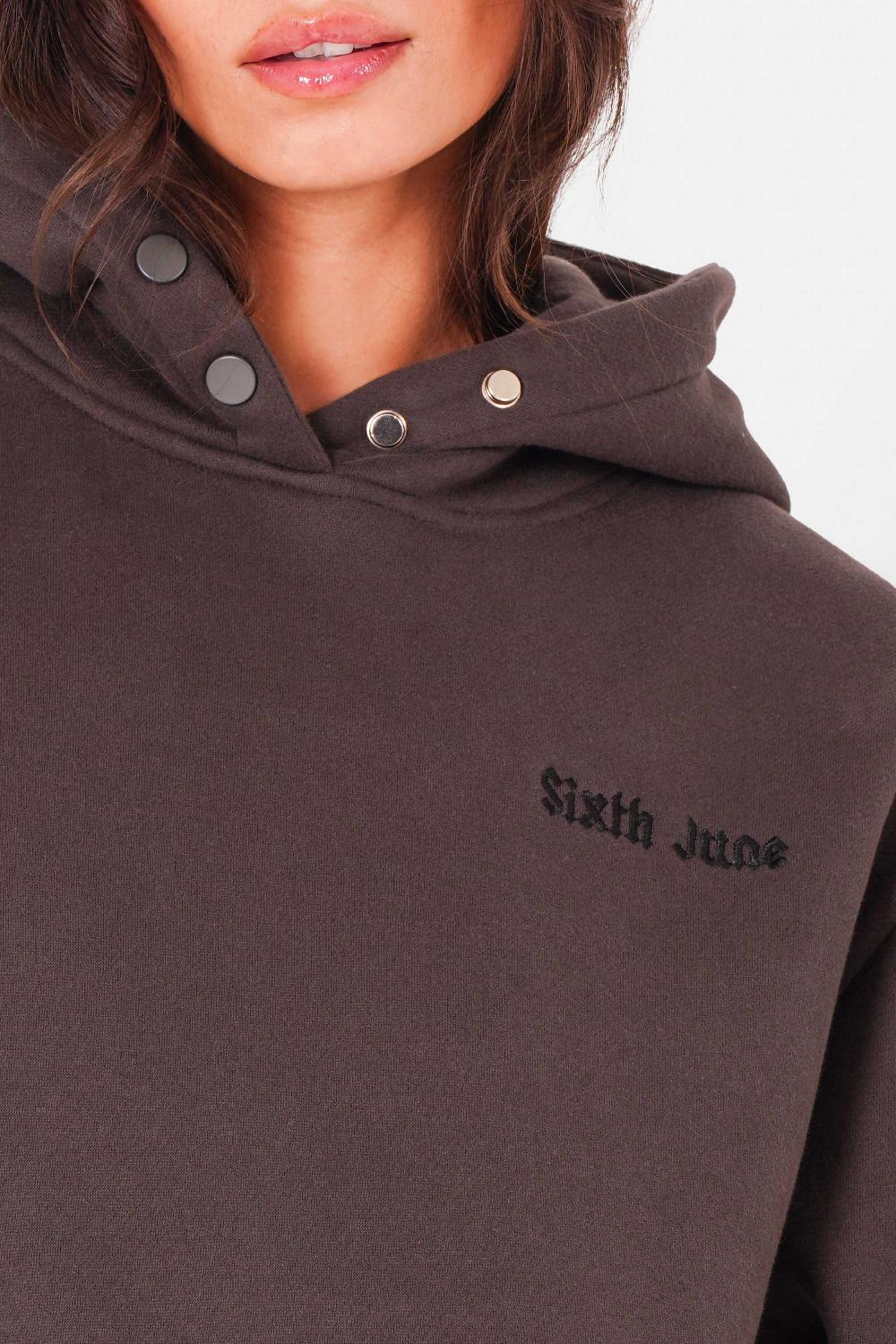 Sixth June Sweatshirt Logo Gothique Imprimé Gris Foncé