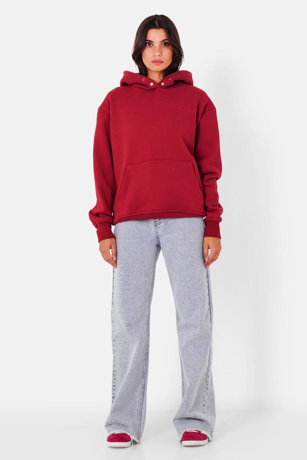 Sixth June Sweatshirt Logo Gothique Imprimé Rouge Bordeaux