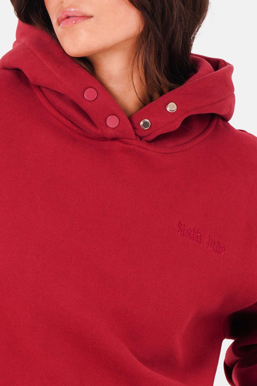 Sixth June Sweatshirt Logo Gothique Imprimé Rouge Bordeaux