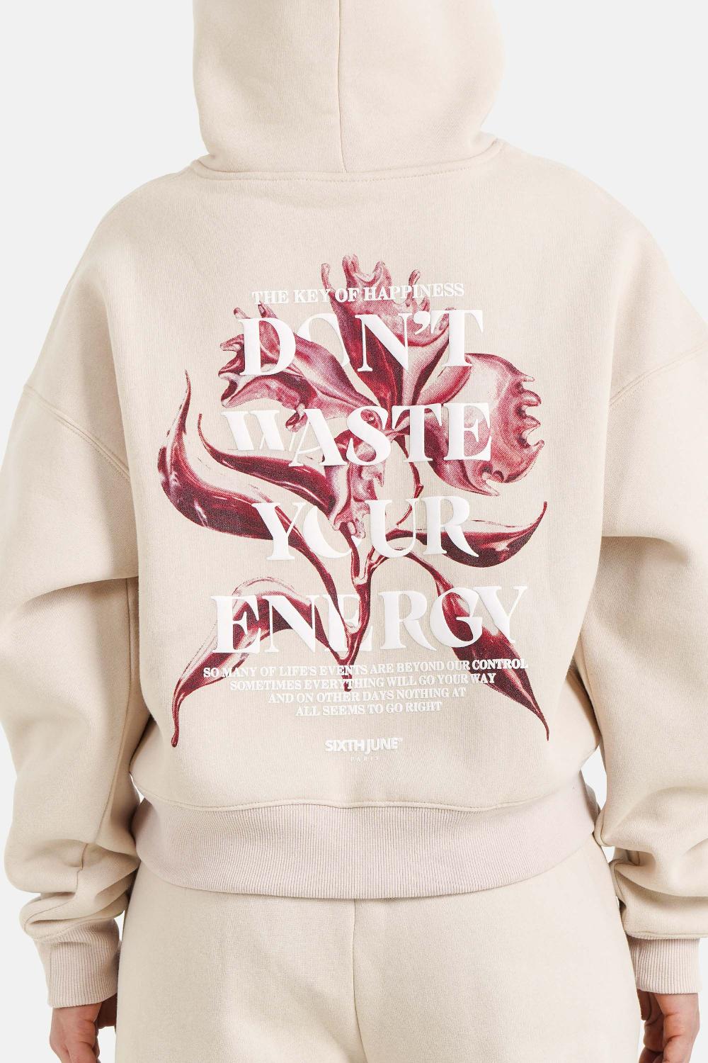 Sixth June Sweatshirt Metallic Flower Imprimé Beige