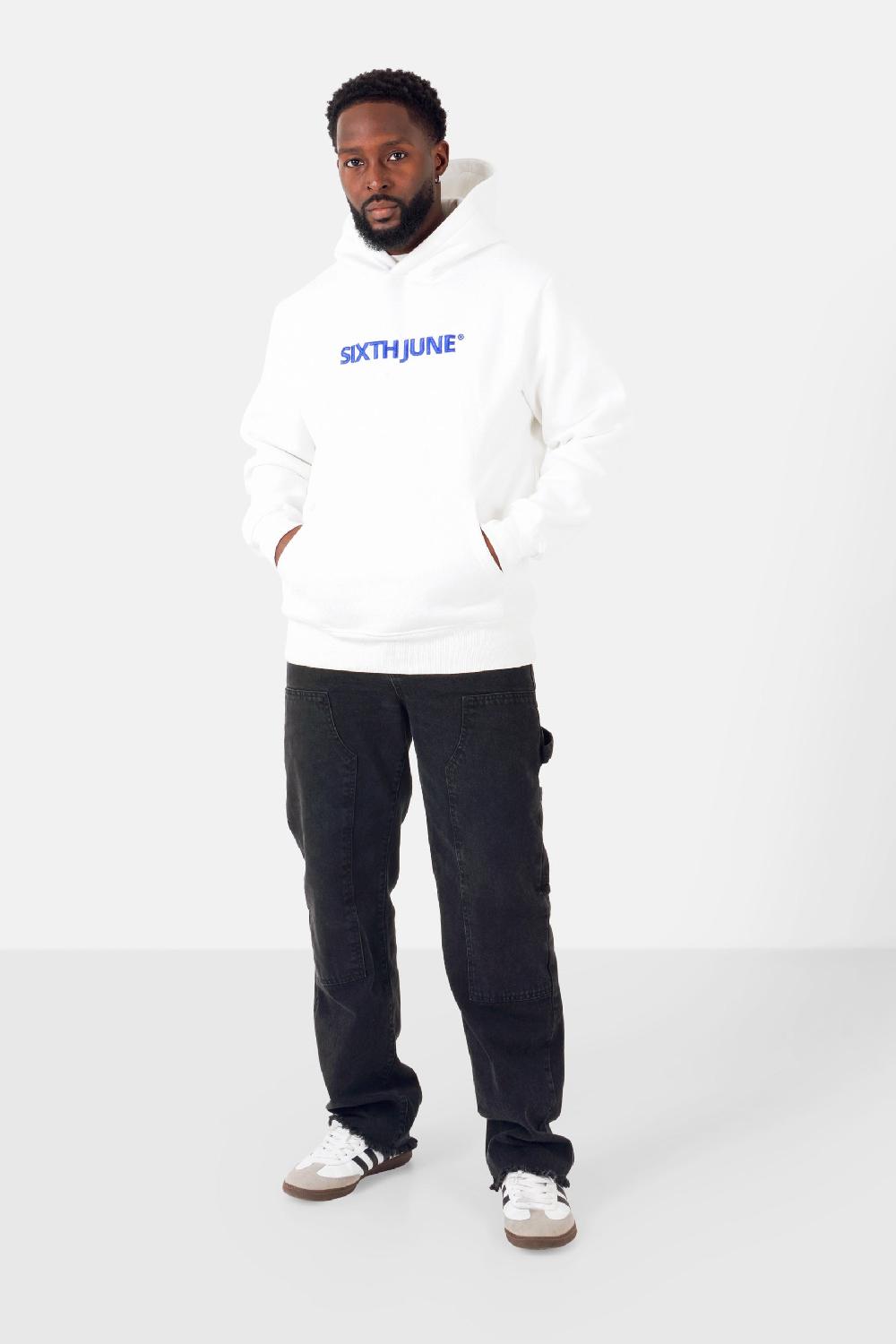 Sixth June Sweatshirt Molletonné Logo Bicolore Blanc Cassé