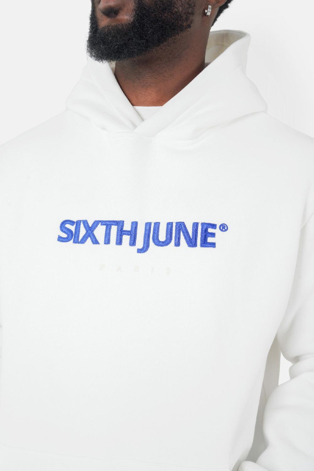 Sixth June Sweatshirt Molletonné Logo Bicolore Blanc Cassé