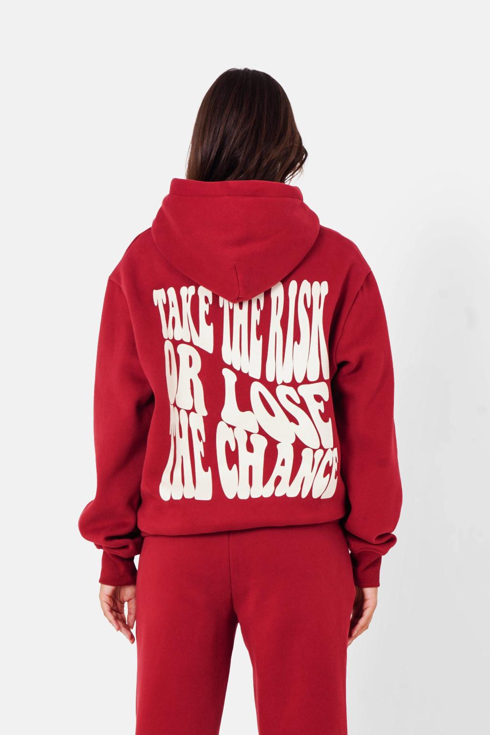 sixth june Sweatshirt molletonné take the risk Rouge Bordeaux