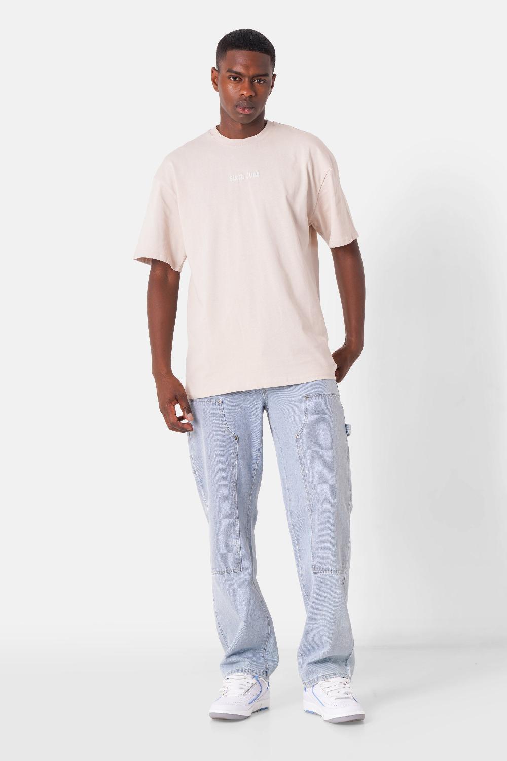 Sixth June T-shirt Imprimé Gothique Logo Beige Clair