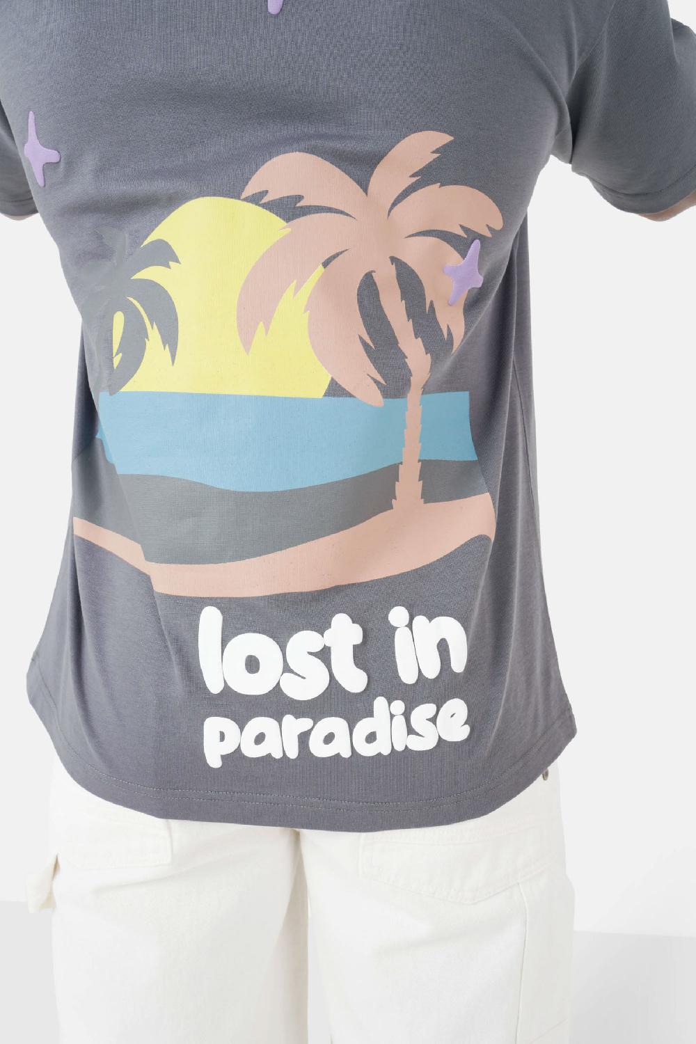 Sixth June T-shirt Print Lost In Paradise Gris Foncé