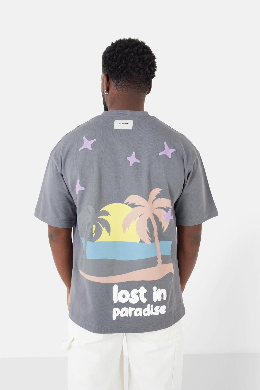 sixth june T-shirt print lost in paradise Gris foncé
