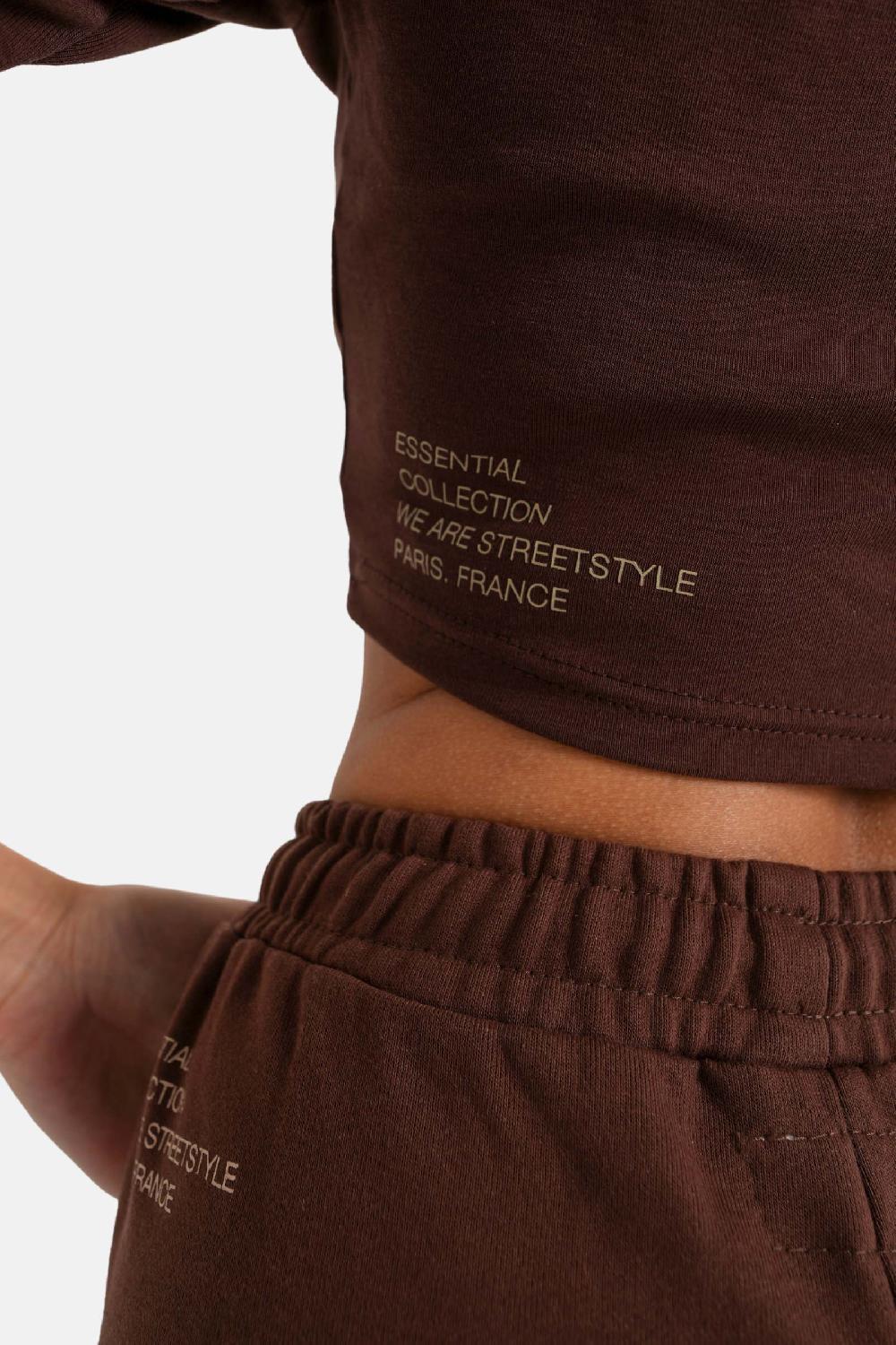 Sixth June Top Court Logo Printé Manches 3/4 Marron