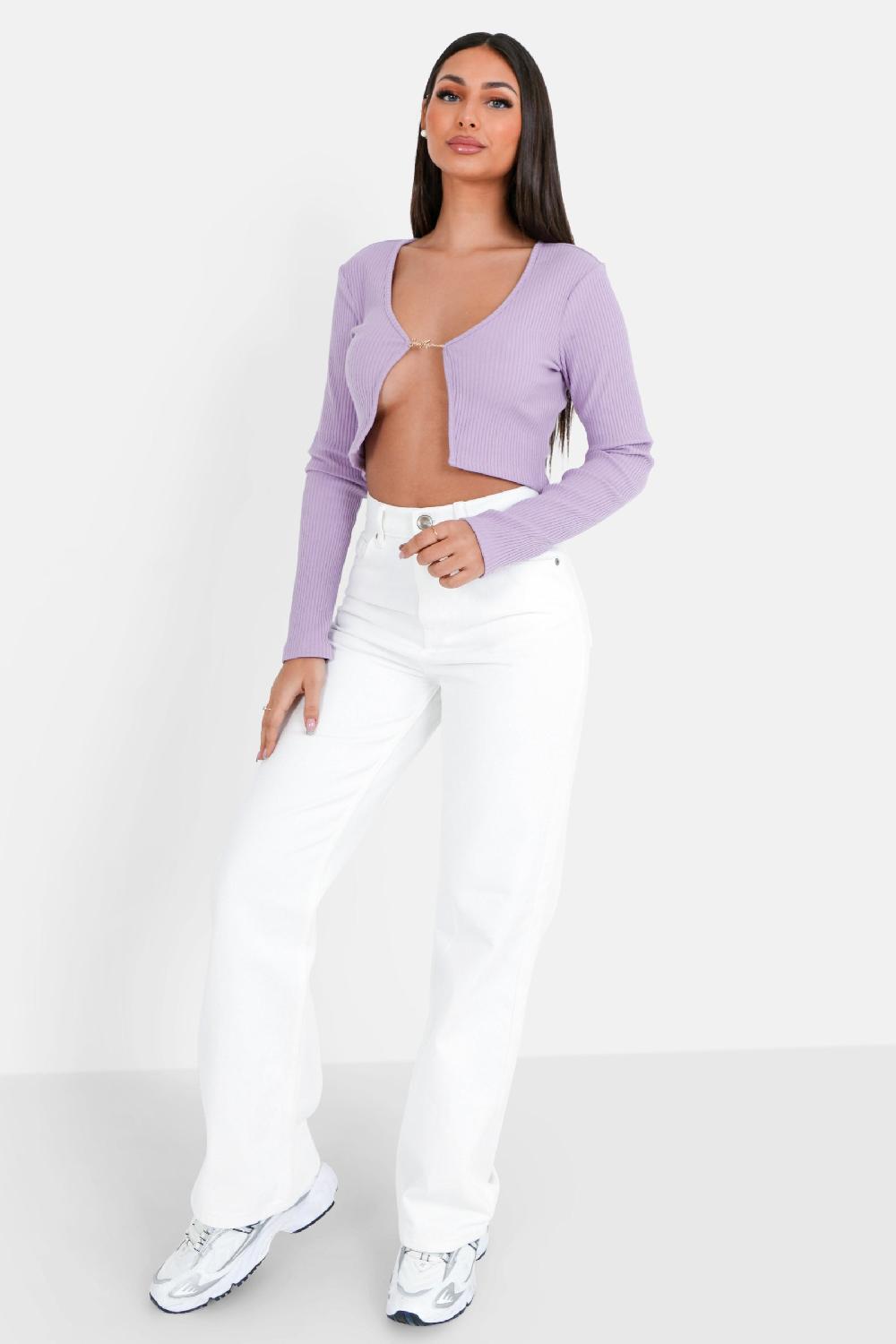 Sixth June Top Court Ouverture Bijou Devant Violet Clair